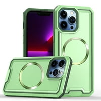Allytech Magnetic Case за Apple iPhone Pro Ma - Военна степен на капка тествана и съвместима с Magsafe анти -пръстен отпечатък анти -скач Мат с мек ръб за iPhone Pro Ma Case - Green
