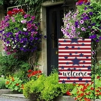 Newhomestyle добре дошли американска американска звезда 4 юли Градински флаг Вертикална двустранна, ферма за пролетта на лятото на открито закрито декорация