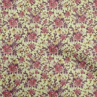 OneOone Cotton Poplin Twill Pale Yellow Flater Florals Sheing Craft Projects Fabric щампи по двор широк