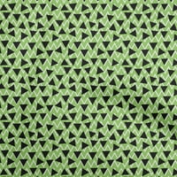 Oneoone памучен памучен камбричен зелена тъкан Геометричен триъгълник с рокля от шеврон плат за печат от печат от ширина на двора