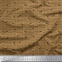 Soimoi Polyester Crepe Fabric Footprint & Rat Animal Print Fabric от двор широк