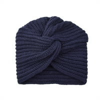Дамски плетен тюрбан топла лента за глава еластична кръстосана шапка шапка шапка