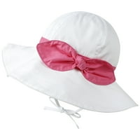 Комбината на детската шапка с широка шапка Upf 50+ защита за защита за малко дете момичета регулируема шапка на кофа за лък