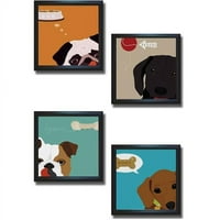 Артистична домашна галерия Peek A Boo Dog Collection Premium Black Framed Canvas Wall Art Set - Piece