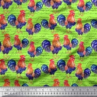 Soimoi Poly Georgette Fabric Text & Hen Bird Printed Fabric Wide