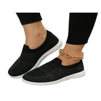 Tenmi дамски ежедневни обувки Slip on Flats Comfort Mosets Theakers Knit Upper Walking Shoe Жени дишащи мрежи Черно 5.5