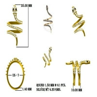 Стерлинг сребро златно злато Vermeil Snake Women Wrap Ring Natural Blue Sapphire Cobra Snake Rings