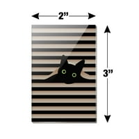 Черна котка в правоъгълник акрилен хладилник магнит магнит