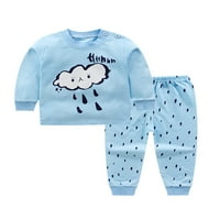 Noilla Toddler Nightwear Top и Pant Loose Pajamas Sets Striped Photoger Loungewear Сини дъждовни петна