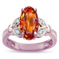 Star K Oval симулиран оранжев мексикански огън Opal Marquee Design Angagement Promage Ring in Kt Rose Gold Размер женски възрастен