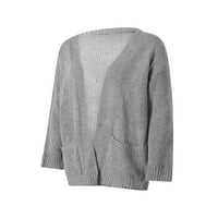 Hirigin Women Open Front Knit Cardigan, мек твърд цветен пуловер с дълъг ръкав с джобове